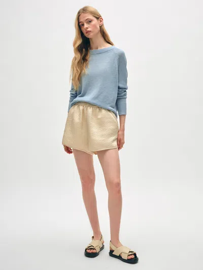 Shop White + Warren Linen Marled Sweatshirt In Blue Marl