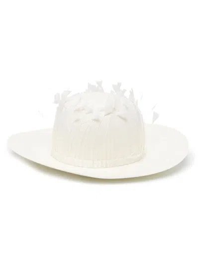 Shop Borsalino Violet Straw Panama Hat In White