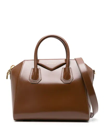 Shop Givenchy Antigona Small Leather Handbag In Brown