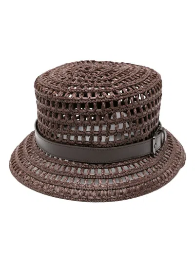 Shop Max Mara Corchet Cloche Hat In Brown