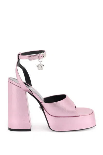 Shop Versace 'aevitas' Sandals In Pink, Metallic
