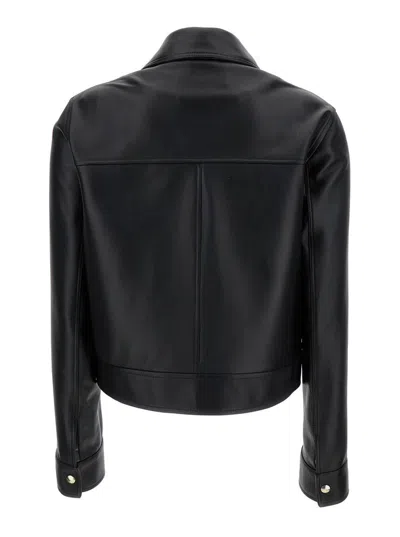 Shop Arma Black Collar And Zip Jacket In Leather Woman