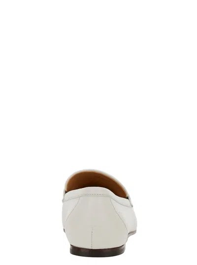 Shop Tod's White Loafers With Gold-tone Double 't' Detail In Leather Woman