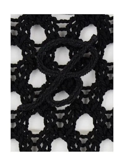 Shop Blumarine Black Open Knit Work Long Dress In Cotton Woman