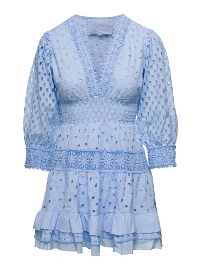 Shop Temptation Positano Embroidered Dress In Blue