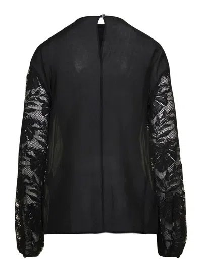 Semicouture Black Crew Neck Blouse In Black