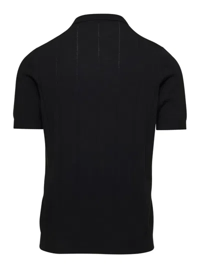 Shop La Fileria Black Polo Shirt Without Buttons In Cotton Man