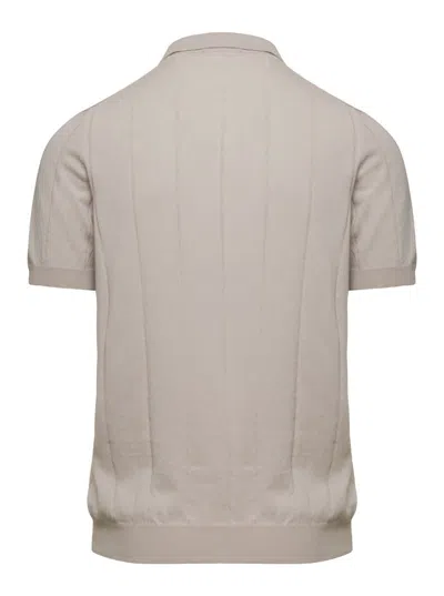 Shop La Fileria Beige Polo Shirt Without Buttons In Cotton Man