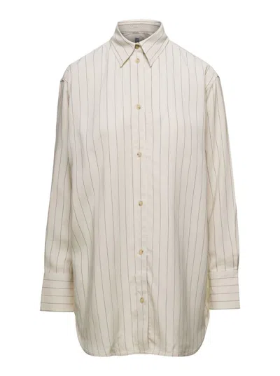 Shop Totême Relaxed Pinstriped Shirt In White/black