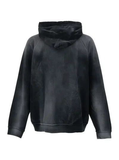 Shop Diesel Black Hoodie With Cut Out Oval D Logo In Cotton Man