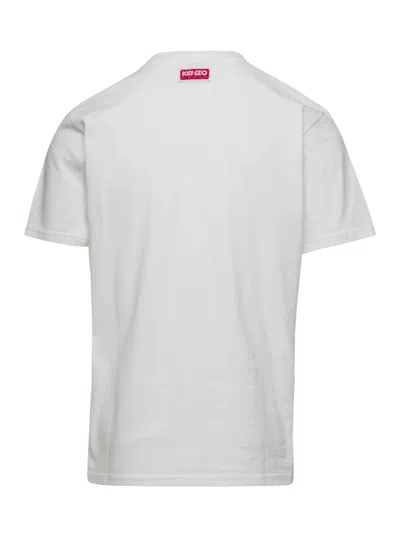 Shop Kenzo Slim White T-shirt With Tiger Patch In Cotton Man