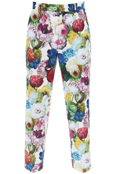 Shop Dolce & Gabbana Nocturnal Flower Cigarette Pants In Multicolor