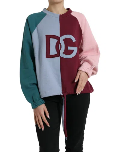 Shop Dolce & Gabbana Multicolor Cotton Crewneck Pullover Sweater
