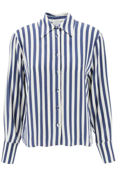 Shop Mvp Wardrobe "striped Charmeuse Shirt By Le In Mixed Colours