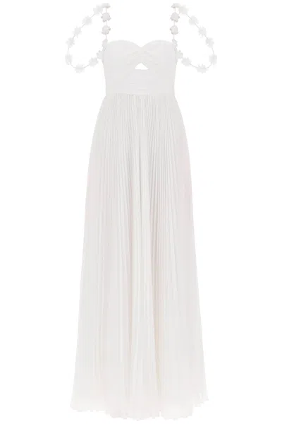 Shop Self-portrait Maxi Pleated Chiffon Dress In White