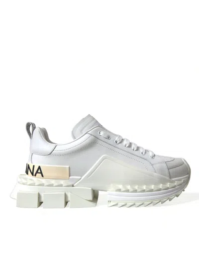 Shop Dolce & Gabbana White Leather Super King Sneakers Shoes