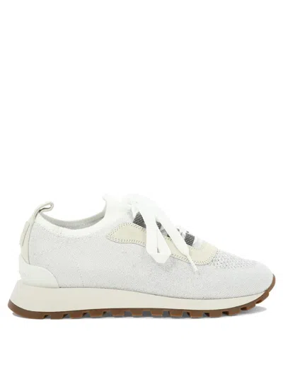 Shop Brunello Cucinelli "sparkling Precious Eyelets" Sneakers In White