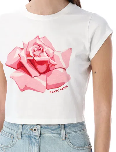 Shop Kenzo Rose Micro Fit T-shirt In Off White