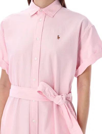 Shop Polo Ralph Lauren Belted Oxford Shirtdress In Bath Pink