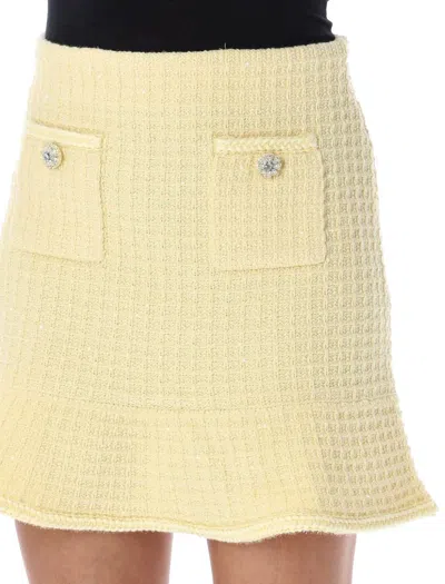 Shop Self-portrait Textured Knit Mini Skirt In Yellow