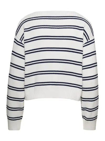 Shop Dunst White Marine Striped Sweater In Cotton Woman