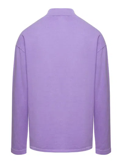 Shop Erl Lilac Crewneck Pullover With Embroidered Motif In Cotton Unisex In Violet