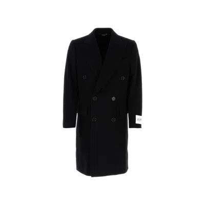 Shop Dolce & Gabbana Double-breasted Wool Coat In Black