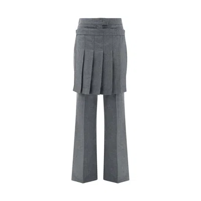 Shop Fendi Flannel Pants In Gray