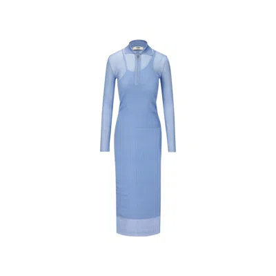 Shop Fendi Silk Dress In Blue