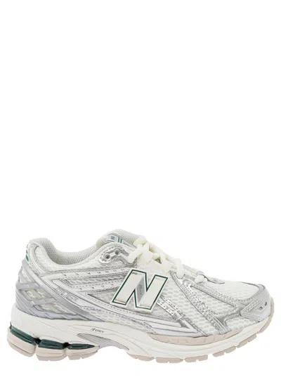 Shop New Balance '1906' Grey And White Low Top Sneakers With Logo Detail In Mix Of Tech Materials Woman