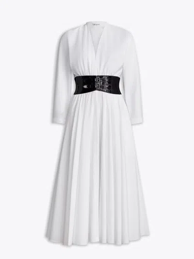 Shop Alaïa Cross-belted Poplin Dress Clothing In White