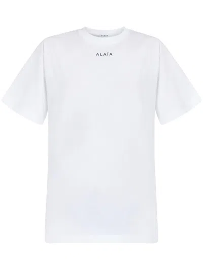 Shop Alaïa Oversized Logo T-shirt Clothing In White