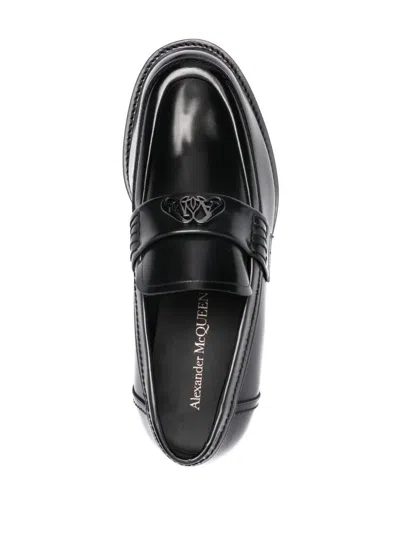 Shop Alexander Mcqueen Seal Moccasts Shoes In Black