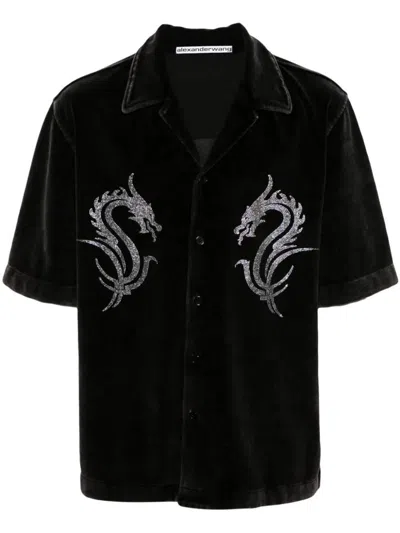 Shop Alexander Wang Rhinestone Dragon Shirt Clothing In Black