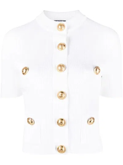 Shop Balmain Cardigan T-shirt Buttons Clothing In White