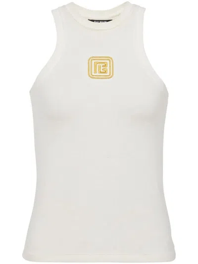 Shop Balmain Embroidered Tank Top Clothing In White