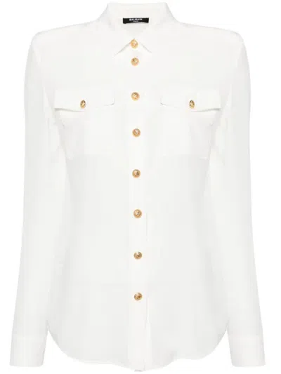 Shop Balmain Semi-transparent Shirt Clothing In White