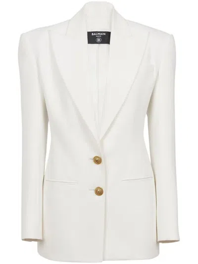 Shop Balmain Single-breasted Jacket Clothing In White