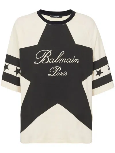 Shop Balmain T-shirt Stars Clothing In White