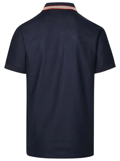 Shop Burberry 'pierson' Blue Cotton Polo Shirt