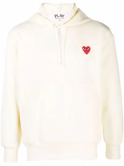 Shop Comme Des Garçons Play Heart Logo Sweatshirt Clothing In Nude & Neutrals