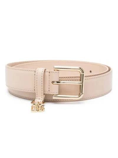 Dolce & Gabbana Leather Belt Adjustable Round Tip In Pink & Purple