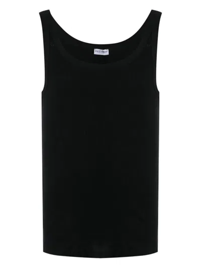 Dolce & Gabbana Fine-rib Washed Cotton Singlet In Black