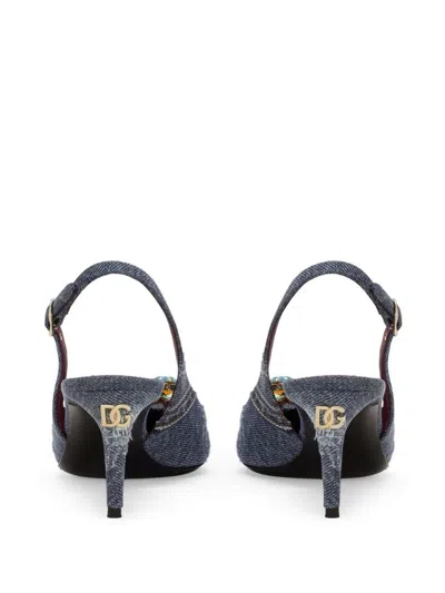 Shop Dolce & Gabbana Denim Slingback Shoes In Blue