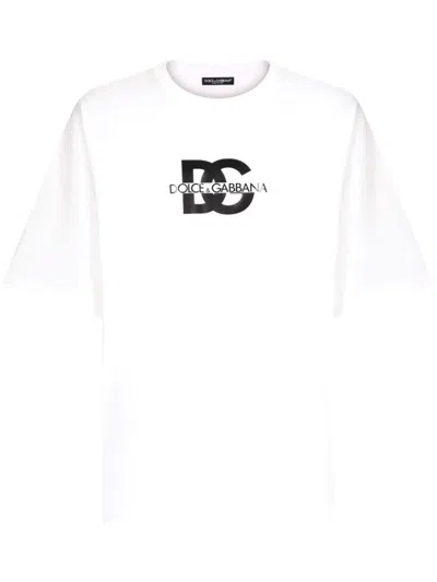 Shop Dolce & Gabbana Dg Logo Print T-shirt Clothing In White