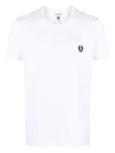 Shop Dolce & Gabbana Embroidered Logo T-shirt Clothing In White