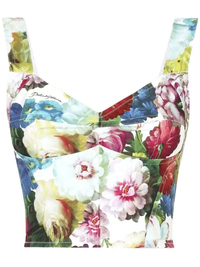 Shop Dolce & Gabbana Floral Bustier Clothing In Multicolour