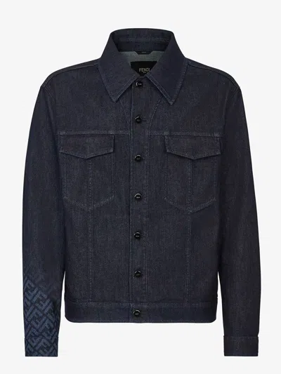 Shop Fendi Logo Denim Jacket Clothing In Blue