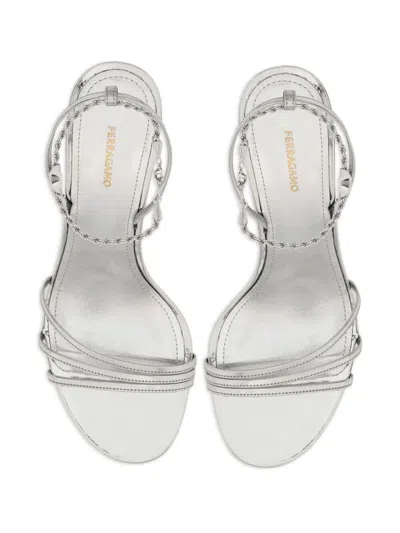 Shop Ferragamo Denise Chain Sandal Shoes In Grey