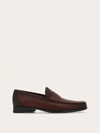 Ferragamo Logo-debossed Leather Loafers In Brown